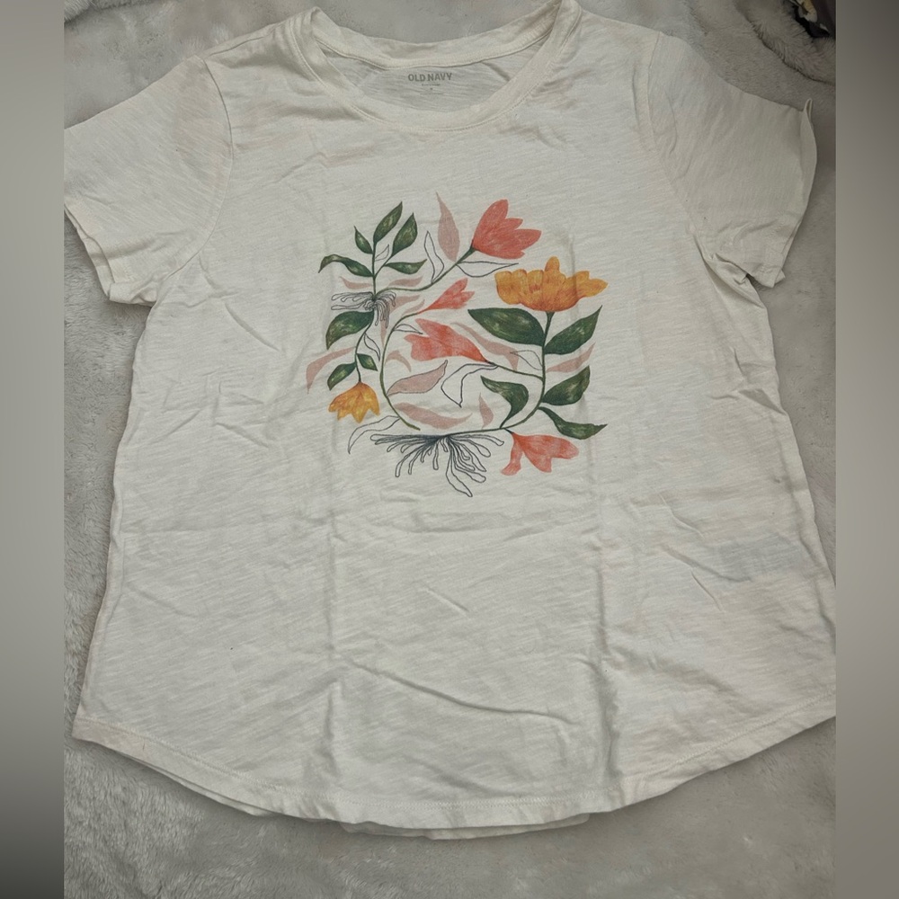 Old navy kids medium white shirt with flowers